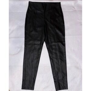 Ann Taylor Black Faux‎ Leather Leggings Medium High Rise Pull On Skinny Pants